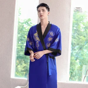 Kimono en soie pour homme, coupe raffinée