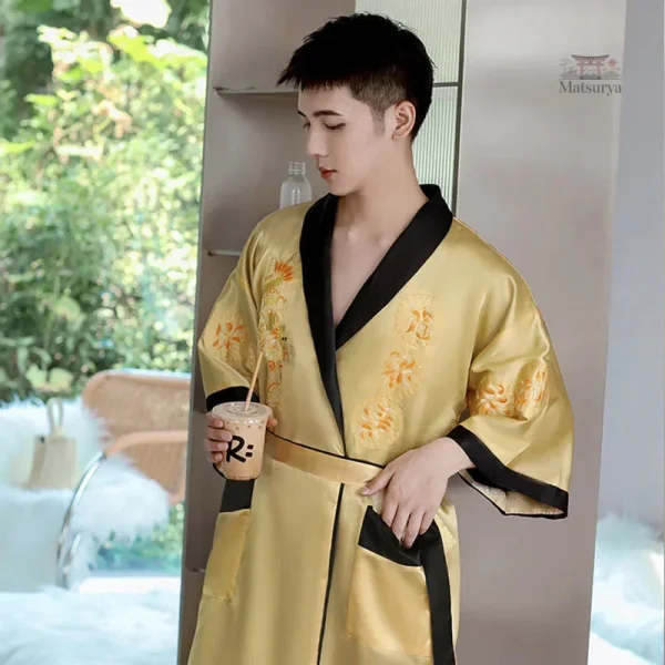 Vêtement japonais en soie, kimono homme