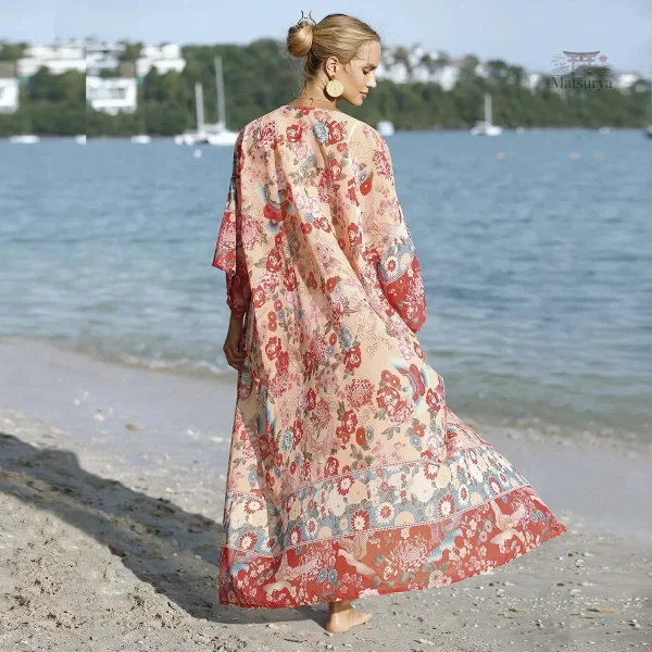 Kimono femme léger à imprimé fleuri