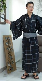 Design à carreaux pour kimono homme moderne