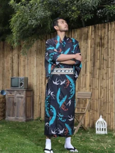 Kimono homme traditionnel Hirondelle en textile léger