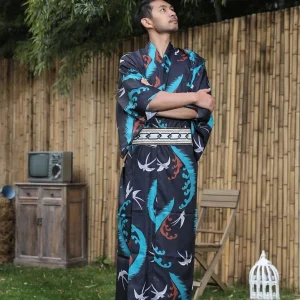 Kimono homme traditionnel Hirondelle en textile léger