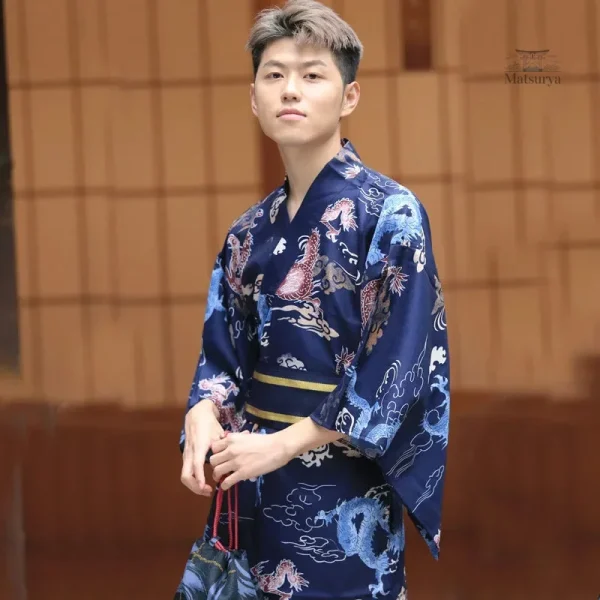 Veste kimono masculine à motifs