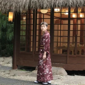 Kimono marron pour homme, style classique