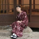 Kimono marron pour homme, mode asiatique
