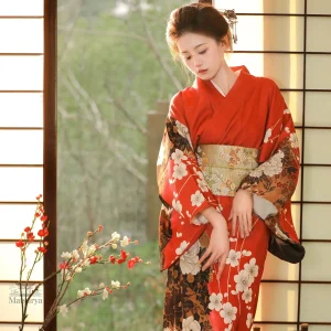 Kimono Rouge Femme pour un style japonais élégant