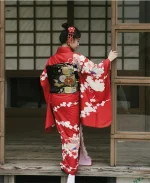 Kimono Japonais Femme Rouge élégant et traditionnel