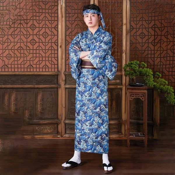 Kimono homme Kanagawa, style traditionnel japonais