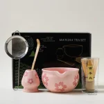 Kit Matcha à Fleurs Roses pour une expérience authentique