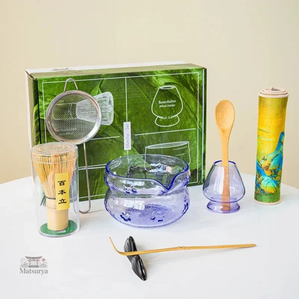 Accessoires pour le thé matcha en verre élégant et fonctionnel