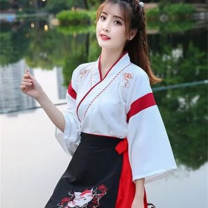 Robe inspirée du Japon, design Kitsune pour femme