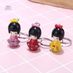 Détail d'une kokeshi, figurine japonaise colorée et stylisée