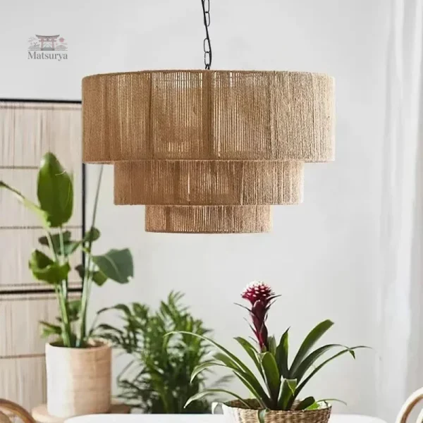 Lampe japonaise en corde, ambiance zen et apaisante