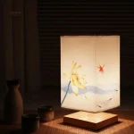 Lampe de chevet japonaise rétro élégante en bois