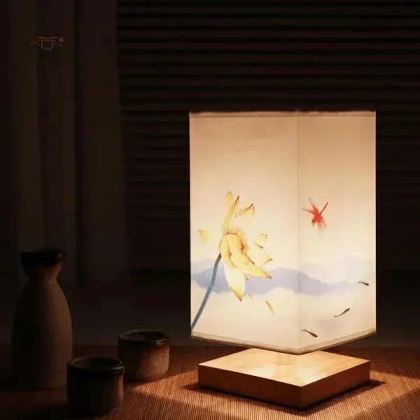 lampe-de-chevet-japonaise-retro-1 Lampe de chevet japonaise rétro élégante en bois