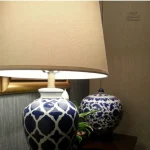 Éclairage japonais rétro en bleu