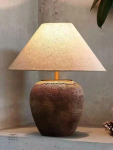 Lampe Japonaise en céramique et tissu décoratif