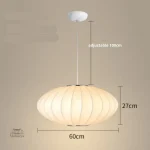 Lampe japonaise suspendue, design élégant ovalisé