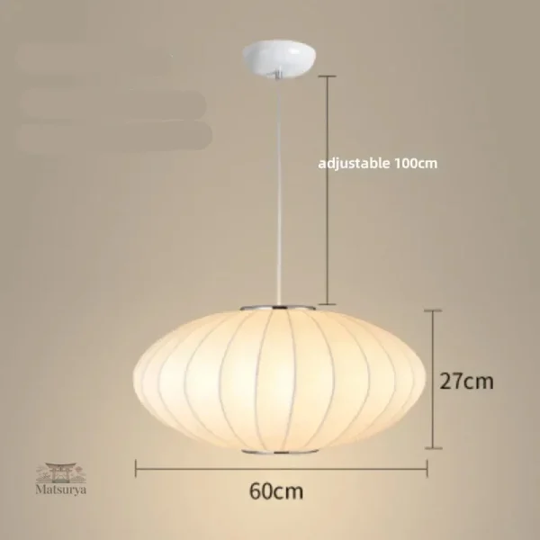 Lampe japonaise suspendue, design élégant ovalisé