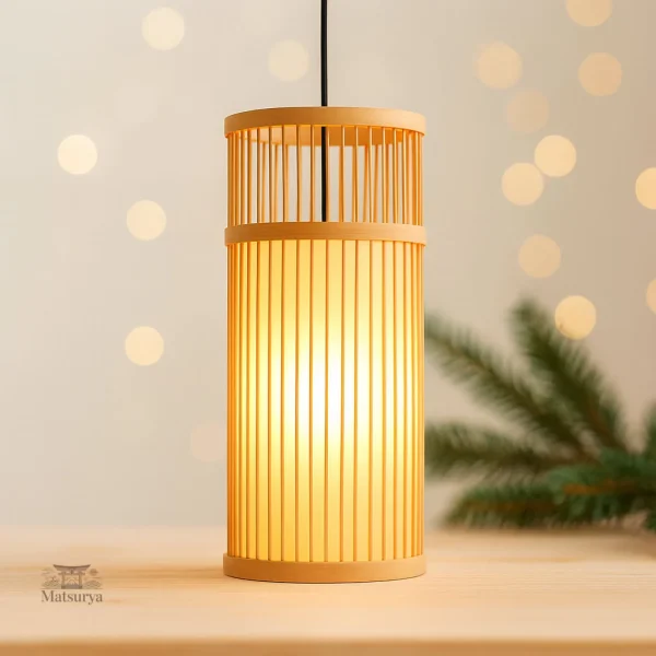 lampe-suspendue-bambou-minimaliste-1 Lampe suspendue en bambou au design minimaliste japonais