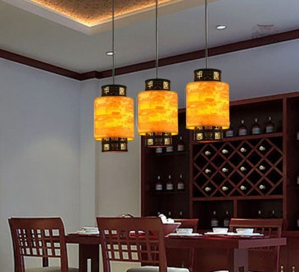 Éclairage suspendu en bois, style japonais minimaliste