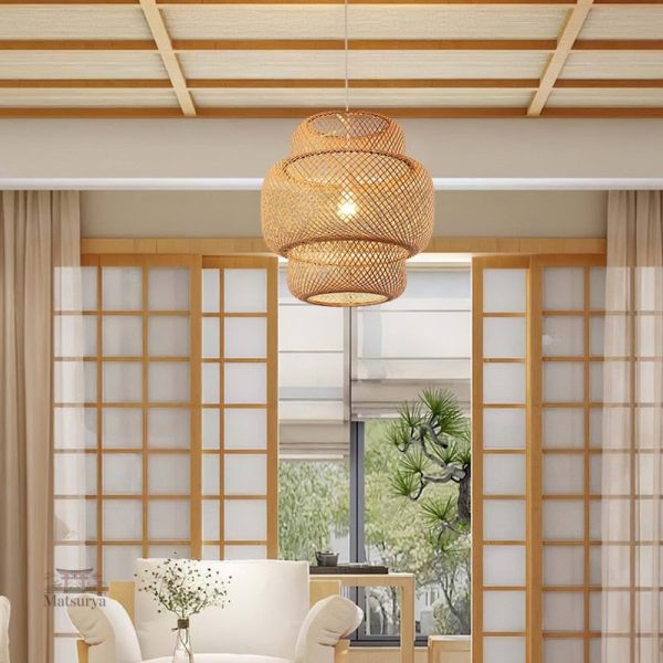 lampe-suspendue-en-bois-1 Lampe suspendue en bois au design japonais minimaliste
