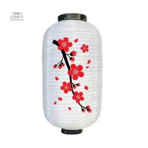 Lanterne japonaise blanche avec motifs floraux