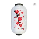 Lanterne blanche décorée de fleurs japonaises