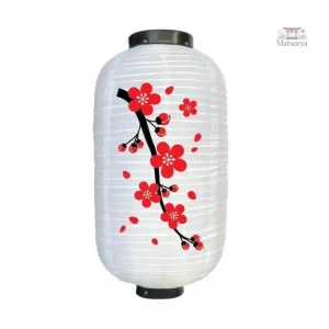 Lanterne blanche décorée de fleurs japonaises