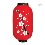 Lanterne japonaise rouge avec motif floral