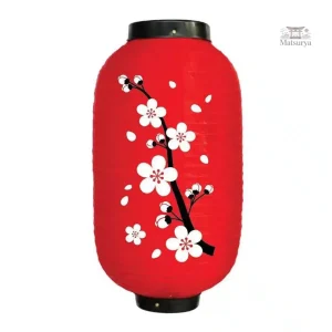 Lanterne japonaise rouge avec motif floral