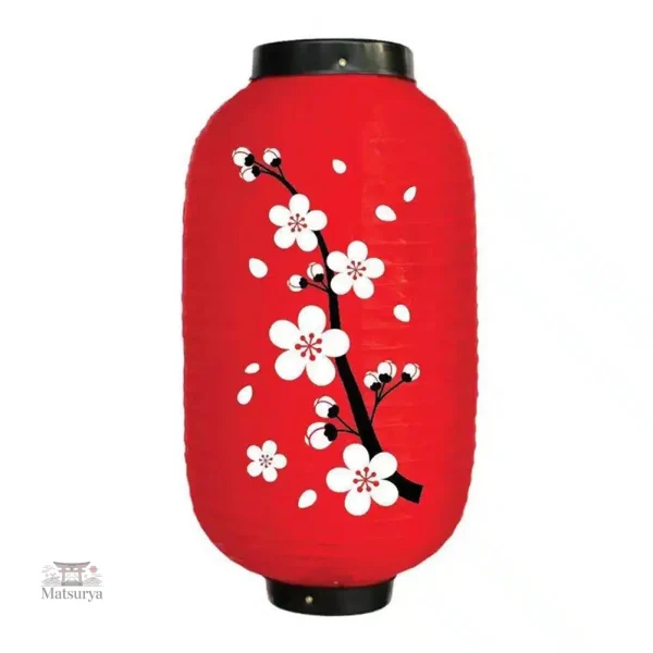 Lanterne japonaise avec fleurs rouges élégantes