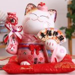 Maneki Neko Original en céramique, symbole de chance