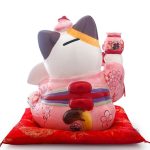 Chat porte-bonheur Maneki Neko, version traditionnelle décorative