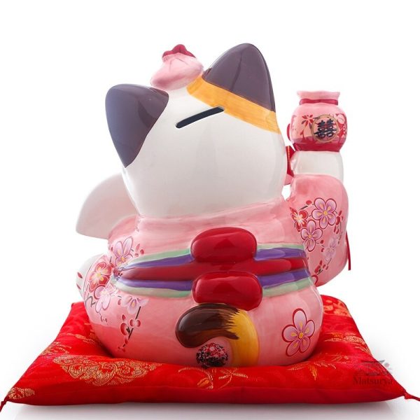 Chat porte-bonheur Maneki Neko, version traditionnelle décorative