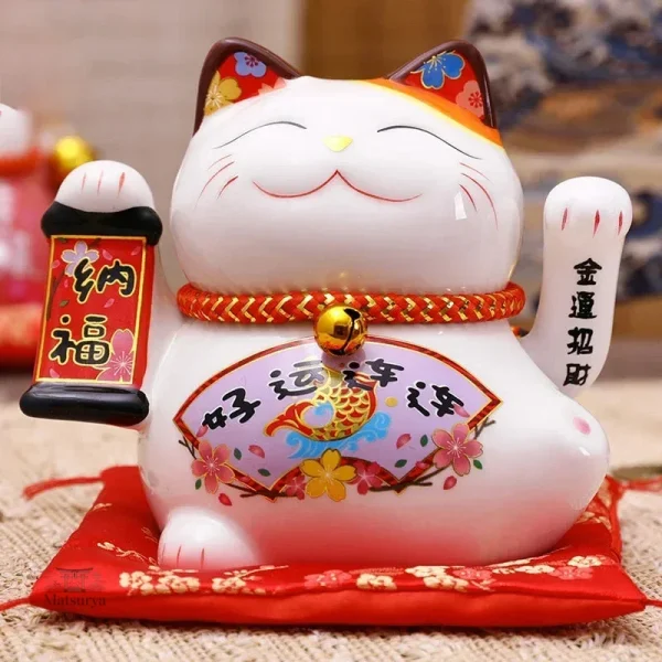 Statue Maneki Neko porte-bonheur à patte droite