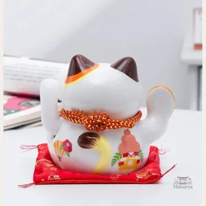 Maneki Neko en céramique avec patte levée