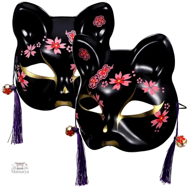 Masque Japonais élégant Chat Noir