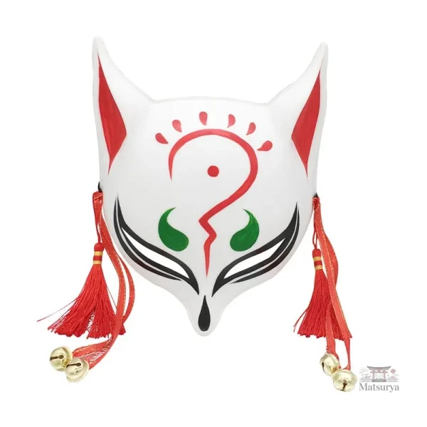 Masque japonais kitsune en papier, idéal pour festivals