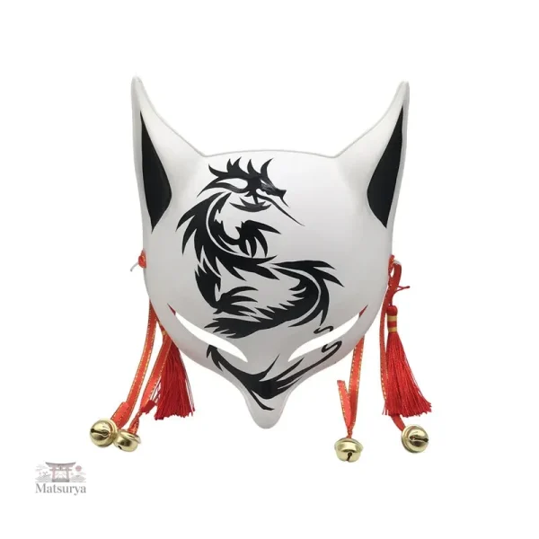Masque kitsune en tissu, pour performances théâtrales