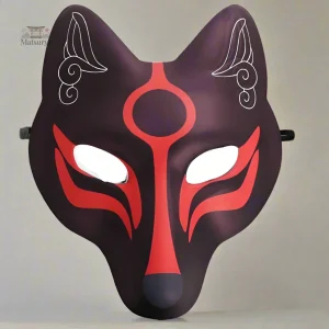 Masque Japonais Kitsune Noir élégant et mystique