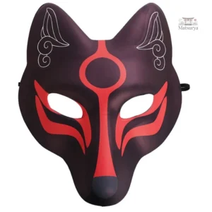 Kitsune Noir, masque japonais traditionnel en design unique