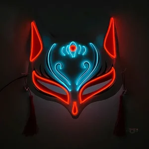 Masque Renard Japonais avec éclairage LED vibrant