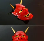 Masque Japonais en teintes rouges vives