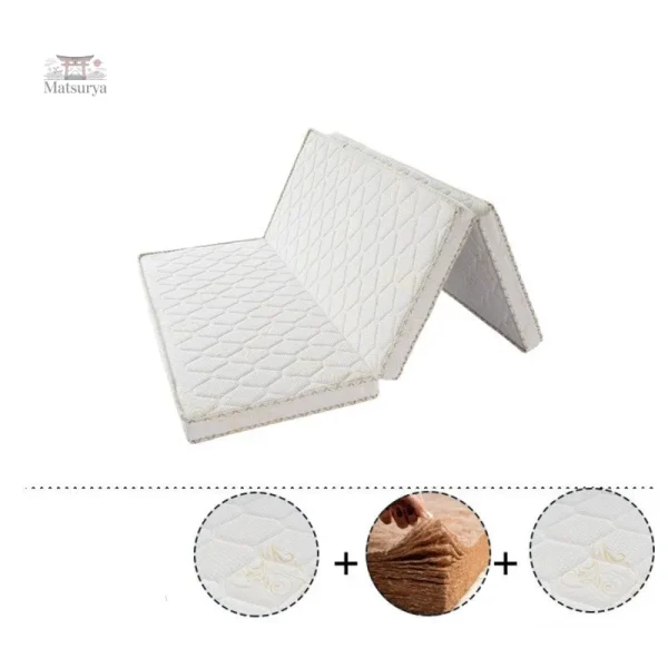 Matelas en coco blanc, design japonais, facile à ranger