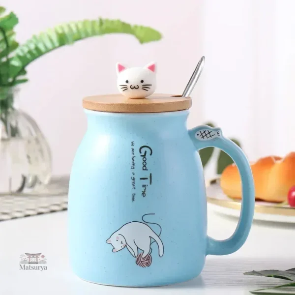 Mug décoratif avec motif de chat asiatique
