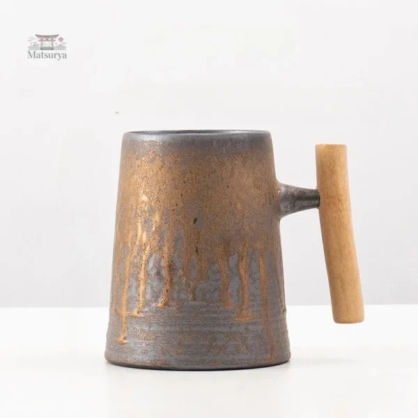 Mug japonais avec poignée en bois - vue 3