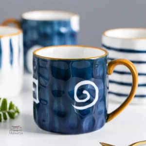 Mug en céramique bleu, style japonais authentique
