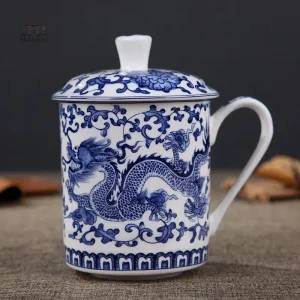 Mug Japonais Dragon avec couvercle élégant et artistique