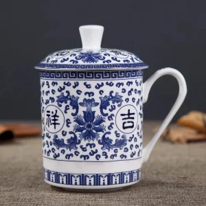 Mug japonais en céramique avec couvercle élégant